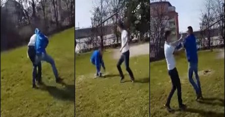 Užasavajući snimak tuče ispred Rudarske škole u Tuzli:  'Ne diraj ništa, nek se udaraju'