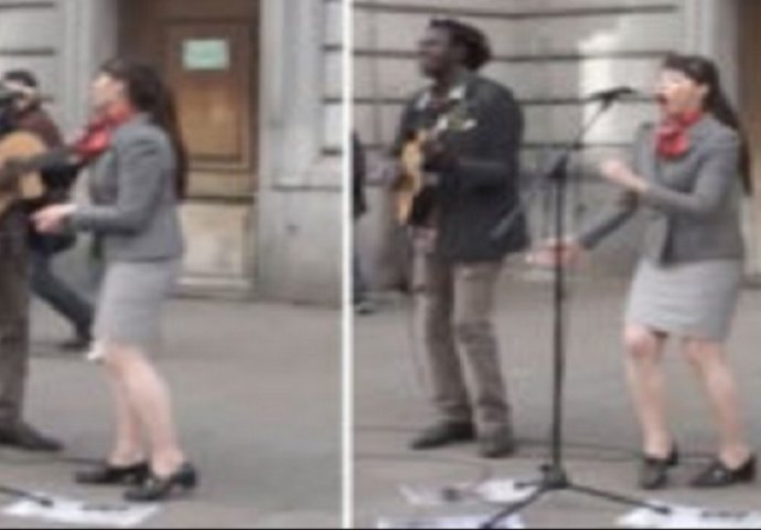 Ulični izvođač pozvao ženu iz publike da mu se pridruži, njen glas je sve šokirao (VIDEO)