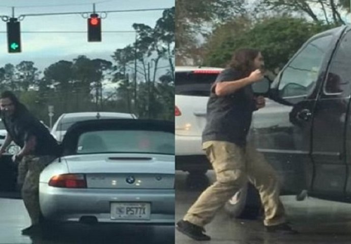 Izazivao je čovjeka u BMW-u, a onda je iz auta izašao ogroman tip i uradio neviđenu ludost (VIDEO)