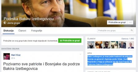 DRUŠTVENE MREŽE Na Facebooku osnovana grupa podrške Bakiru Izetbegoviću, među članovima ima i poznatih lica