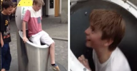 Šala ga koštala: Jedan od dječaka je ušao u metalnu kantu za smeće, bolje da nije! (VIDEO)