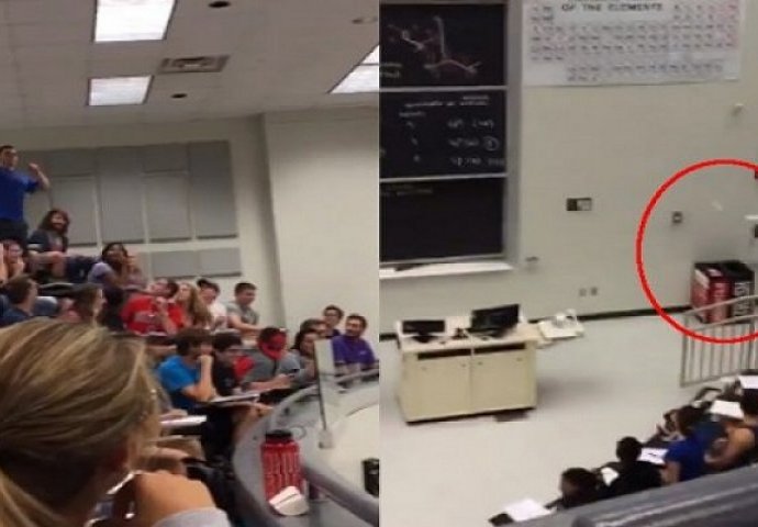 Profesor se opkladio sa studentom: Ako pogodiš kantu na drugoj strani amfiteatra, svi ste prošli (VIDEO) 