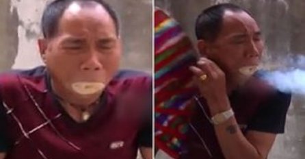 Ovaj Kinez nagurao je puna usta piljevine: Kada vidite šta će uraditi na 0:48 ostat ćete bez teksta! (VIDEO)