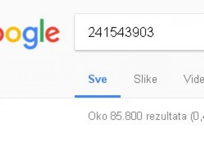 NEVJEROVATNO: Šta se dogodi kada na Googleu ukucate broj 241543903?