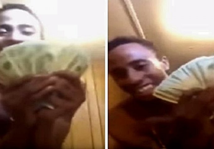 Hvalio se uživo na Facebook-u novcem kojeg je zaradio prodavajući drogu, dobro pogledajte šta će mu se desiti na 0:55! (VIDEO)