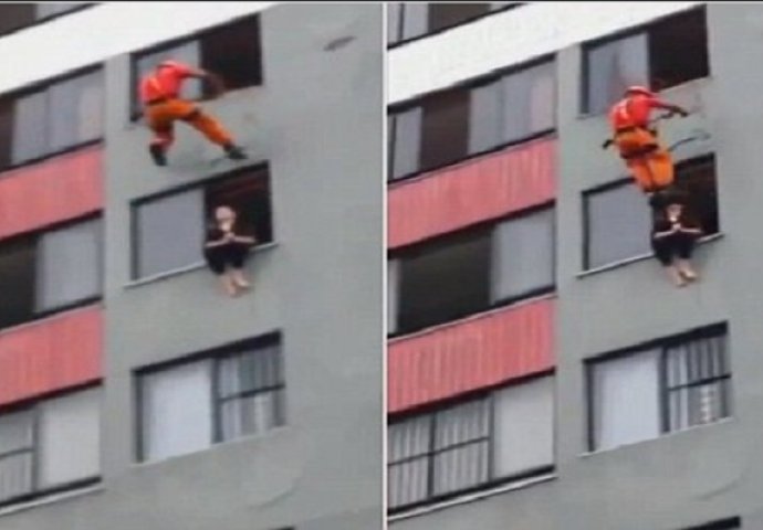 Htjela je da se baci sa zgrade, no čekajte da vidite šta joj je uradio vatrogasac! (VIDEO)