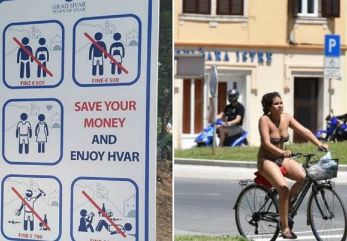 Osvanula tabla upozorenja za golišave turiste - NOŠENJE  KUPAĆEG KOSTIMA PO GRADU SE KAŽNJAVA ČAK 600 EURA!