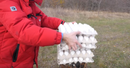 Stavio ogromnu petardu između četiri školjke jaja, pogledajte šta je lansiranje! (VIDEO)