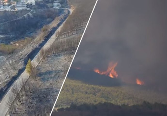 NOVI SNIMCI IZ ZRAKA POKAZUJU STRAŠNE POSLJEDICE: Pogledajte kakvu pustoš je iza sebe ostavio požar kod Splita (VIDEO)
