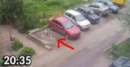 Šta se desi sa biciklom kad se biciklista PRAVI VAŽAN na parkingu... Evo gdje završi!