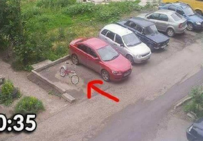 Šta se desi sa biciklom kad se biciklista PRAVI VAŽAN na parkingu... Evo gdje završi!