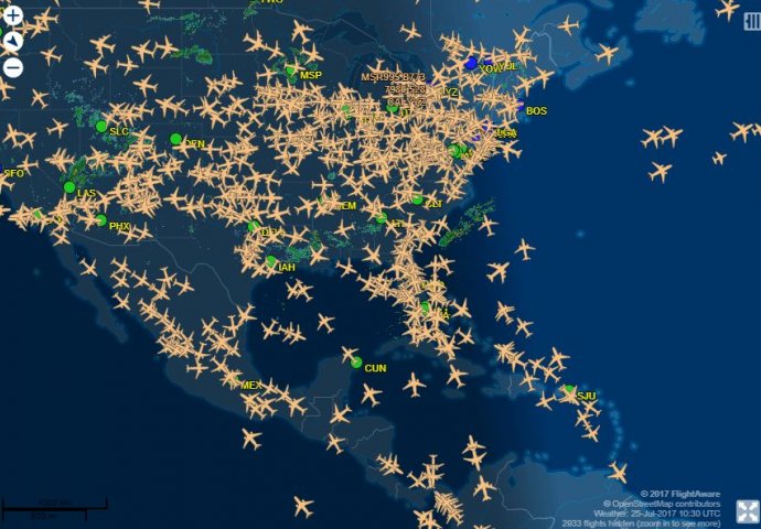 IZ CIJELOG SVIJETA: Pogledajte mapu UŽIVO svih letova širom planete 