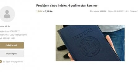 HIT OGLAS: Prodajem sinov indeks, četiri godine star, a kao nov! (FOTO)