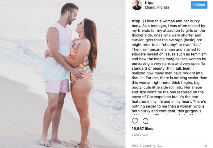 LJUBAV ILI IPAK ŽELJA ZA PAŽNJOM: On voli svoju ženu s oblinama, i ovo je napisao na Instagram profilu!