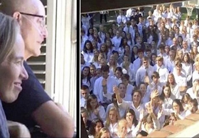400 učenika pobjeglo s časa da bi profesoru, koji boluje od raka, otpjevali serenadu na kućnom pragu! (VIDEO)