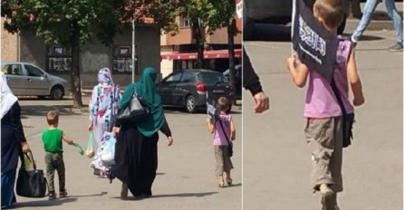    FACEBOOK 'GORI': Dječak u Zenici šeta gradom s porodicom i nosi zastavu Islamske države?!