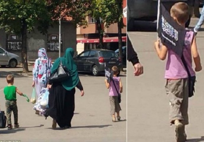    FACEBOOK 'GORI': Dječak u Zenici šeta gradom s porodicom i nosi zastavu Islamske države?!