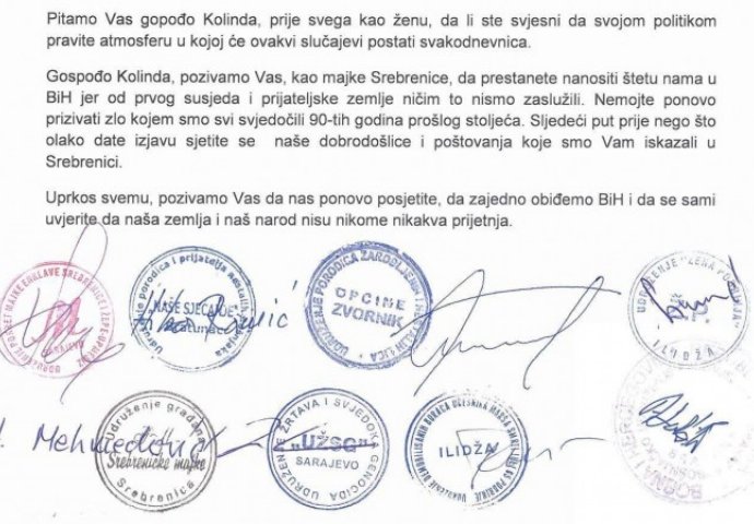 ZBOG NJENIH IZJAVA O BIH: Otvoreno pismo više udruženja žrtava hrvatskoj predsjednici