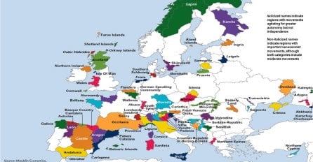 OBJAVLJENA MAPA REGIJA KOJE ŽELE NEZAVISNOST: Na listi RS, Herceg-Bosna, Sandžak, Istra, Vojvodina...