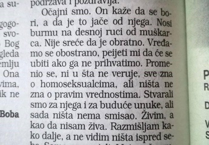 NJEN SIN PRIZNAO DA JE HOMOSEKSUALAC, a ona zatražila pomoć u novinama