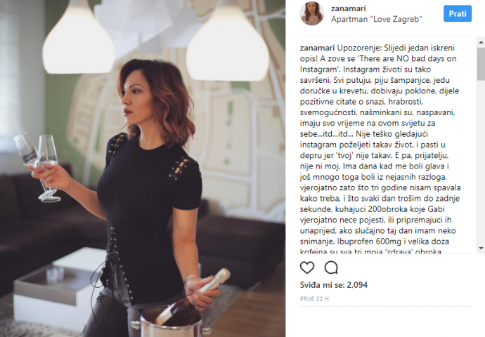 KAKO ZAPRAVO IZGLEDA 'ŽIVOT S INSTAGRAMA': 'Ima dana kad me boli glava i još mnogo toga boli iz nejasnih razloga'