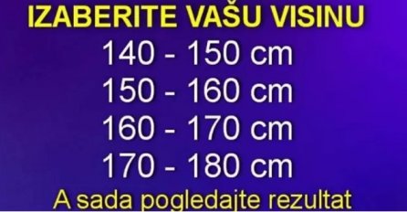 IZABERITE VAŠU VISINU, a zatim saznajte nešto  VEOMA VAŽNO O VAMA!