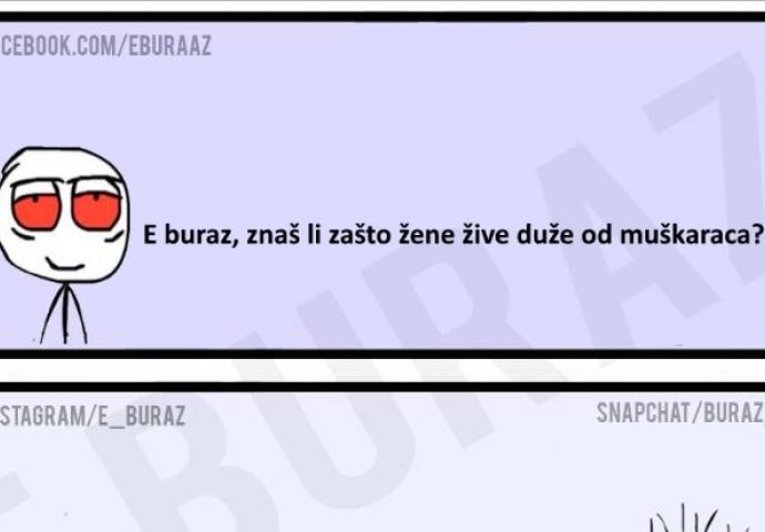 E buraz, znaš li zašto žene duže žive od muškaraca ?