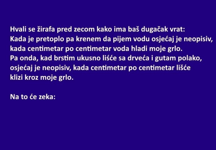 VIC: Hvali se žirafa pred zecom kako ima baš dugačak vrat