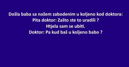 VIC: Dolazi baba sa nožem zabodenim u koljeno