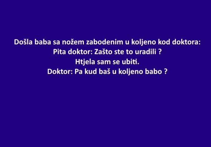 VIC: Dolazi baba sa nožem zabodenim u koljeno