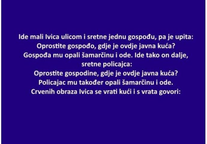 VIC: Ide mali Ivica ulicom i sretne jednu gospođu, pa je upita: