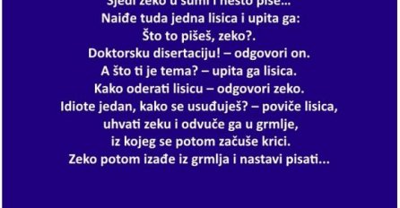 VIC: Sjedi zeko u šumi i nešto piše… Naiđe tuda jedna lisica i upita ga: