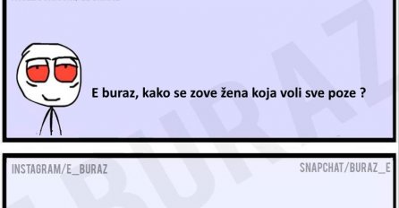 E buraz, kako se zove žena koja voli sve poze ?