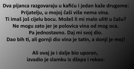 VIC: Dva pijanca razgovaraju u kafiću i jedan kaže drugome :