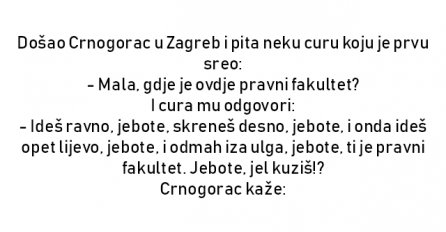 VIC : Došao Crnogorac u Zagreb i pita neku curu koju je prvu sreo: