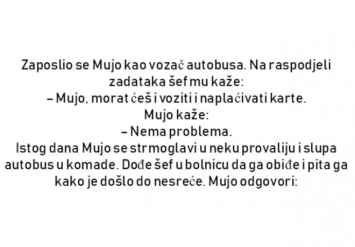 VIC : Zaposlio se Mujo kao vozač autobusa.