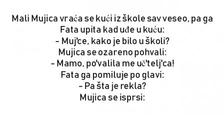 VIC : Mali Mujica vraća se kući iz škole sav veseo, pa ga Fata upita kad uđe u kuću: