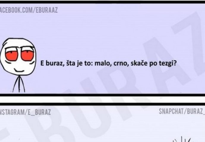 E buraz, šta je to: malo, crno, skače po tezgi?