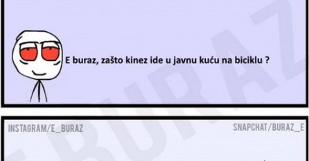 E buraz, zašto kinez ide u javnu kuću na biciklu ?