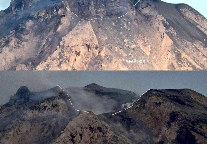 Erupcija vulkana uništila vrh planine Sinabung