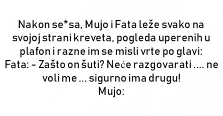 VIC : Nakon se*sa, Mujo i Fata leže svako na svojoj strani kreveta....