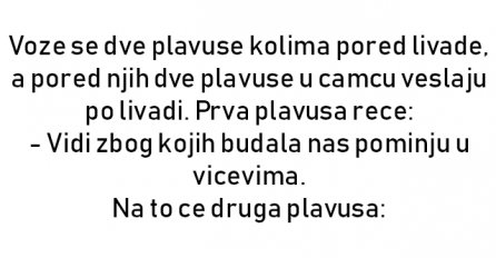 VIC : Voze se dve plavuse kolima pored livade....