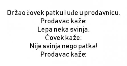 VIC : Držao čovek patku i uđe u prodavnicu. Prodavac kaže: