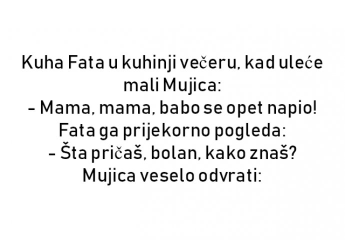 VIC : Kuha Fata u kuhinji večeru, kad uleće mali Mujica: