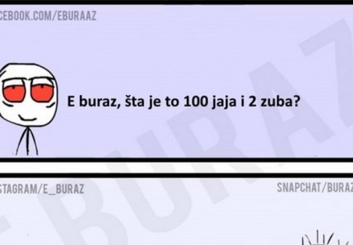 E buraz, šta je to 100 jaja i 2 zuba?