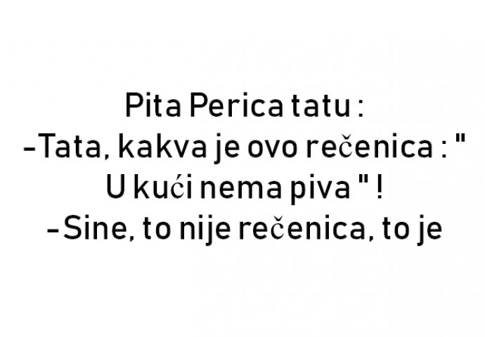 VIC : Pita Perica tatu : -Tata, kakva je ovo rečenica : " U kući nema piva " !