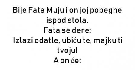 VIC : Bije Fata Muju i on joj pobegne ispod stola.