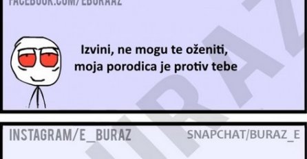 Izvini, ne mogu te oženiti, moja porodica je protiv tebe !