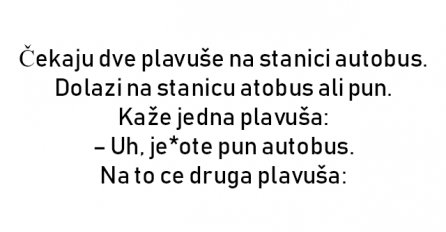 VIC : Čekaju dve plavuše na stanici autobus. 