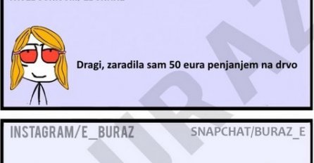 Dragi, zaradila sam 50 eura penjanjem na drvo !